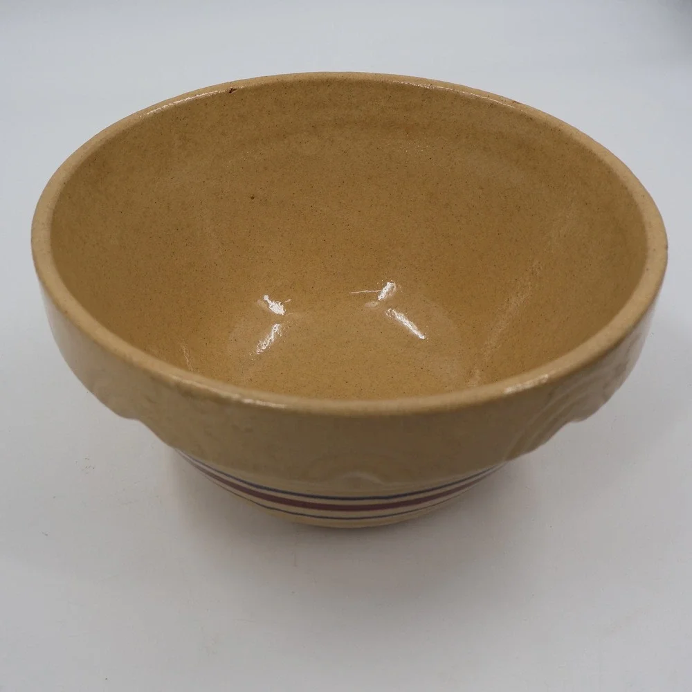 R.R.P. Co.‎ Mixing Bowl Unisex 10 inch Tan Vintage Roseville Stoneware Striped